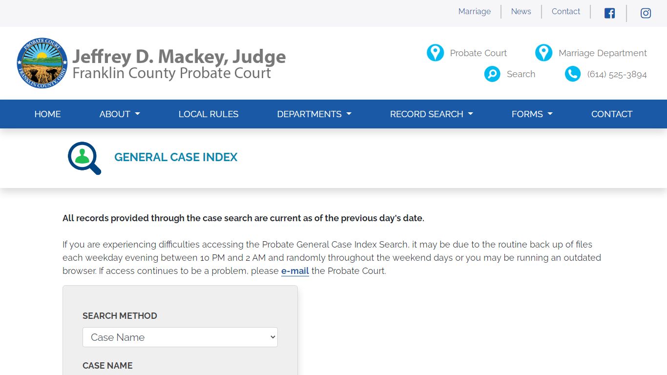 Franklin County Probate Court - General Case Index