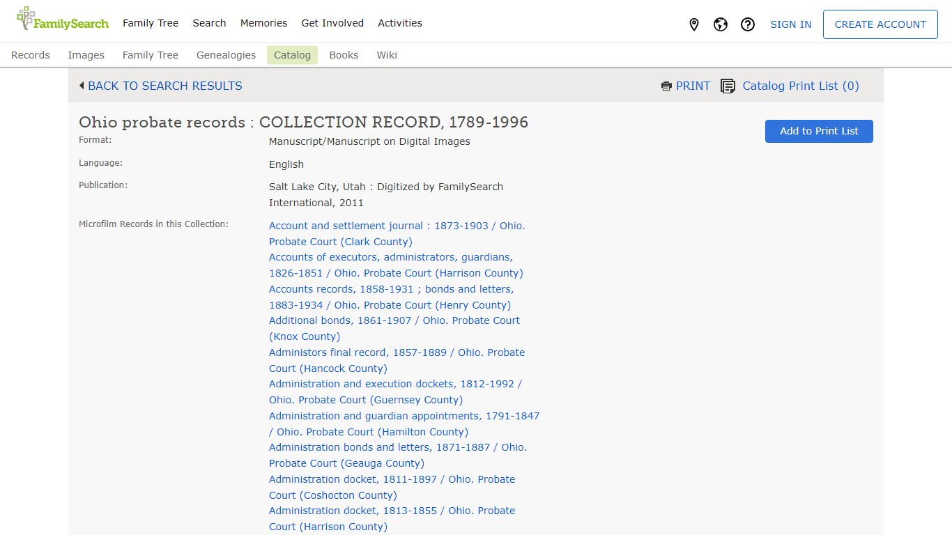 Ohio probate records : COLLECTION RECORD, 1789-1996 - FamilySearch